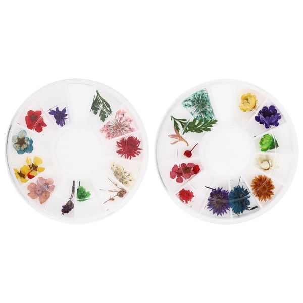 

set/2pcs nail art decor manicure dried flower nails decals floral stickers decorations, Silver;gold