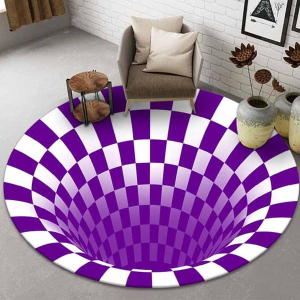 

carpets 3d vortex illusion large black white round carpet areas non-slip floor mat abstract geometric optical living room bedroom plaid