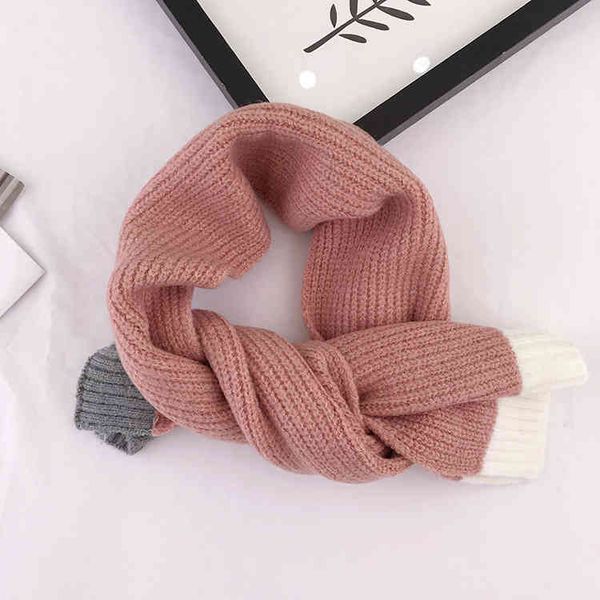 

autumn and winter warm korean fashion matching color face scarf knitted scarf, Blue;gray