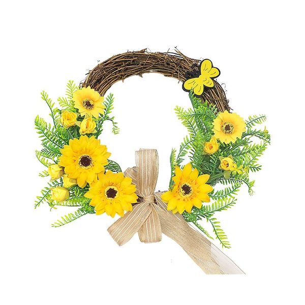 

decorative flowers & wreaths wedding party home decoration artificial sunflower wreath front door spring summer living room wall gift farmho