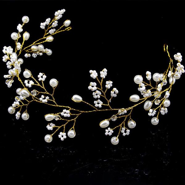 

hair clips & barrettes fashion wedding accessories gold metal headband ornaments for women bridal hairband head band beaded, Golden;silver