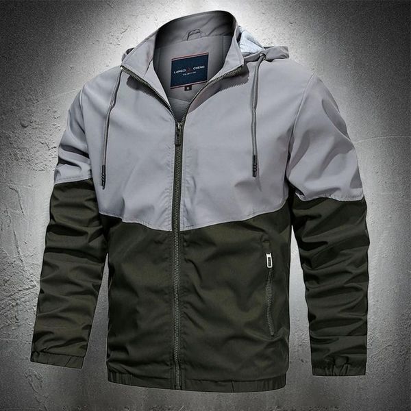 

men's jackets casual jacket men spring autumn lightweight windbreaker with hood patchwork hooded bomber thin breathable mens coats, Black;brown