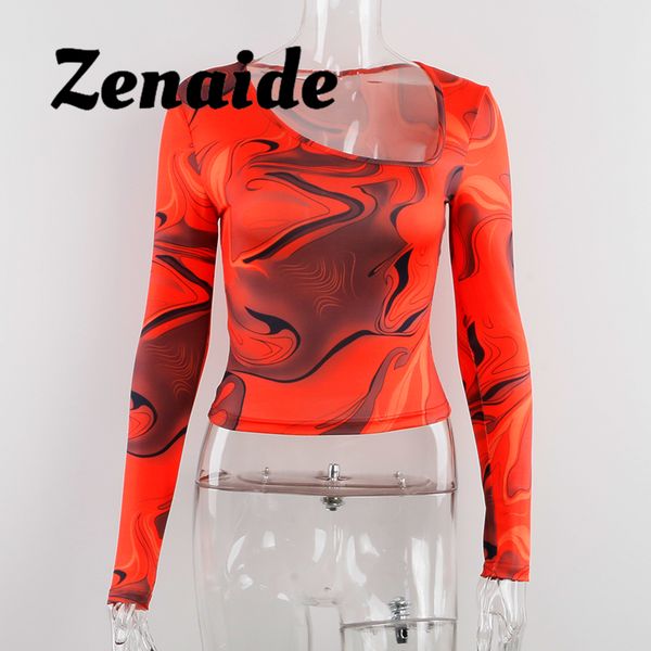 

zenaide tie dye aesthetic t shirt y2k long sleeve harajuku gothic cut out graphic orange crop women, White