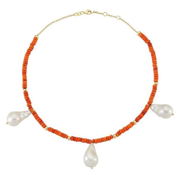 

natural baroque freshwater pearl les bonbons red vibrant pinkturquoise beads necklace pendant necklaces, Silver