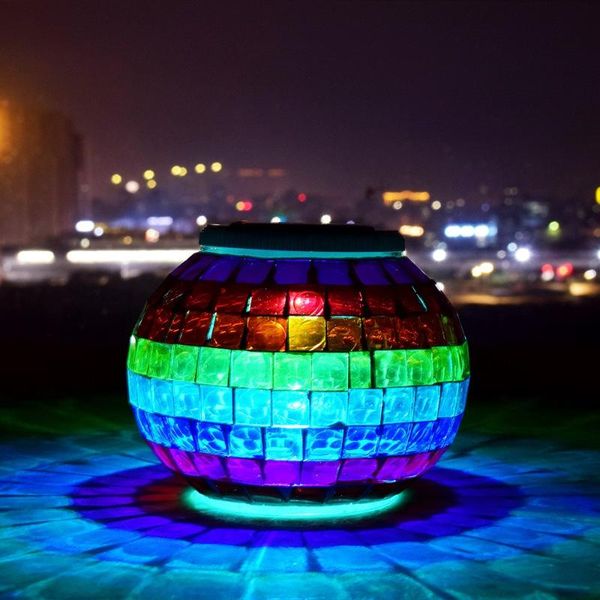 

lawn lamps solar mosaic glass ball lights color changing led garden night lamp crystal globe light decor lighting