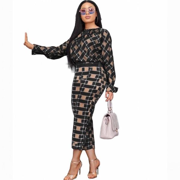 

piece set style classic africa clothes african grid dashiki fashion suit and trousers party plus size for lady ethnic clothing, Red