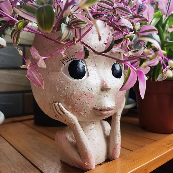 

vases amazing face green planter dried flower handmade vase porch arts crafts home decor garden balcony ornaments big eyes