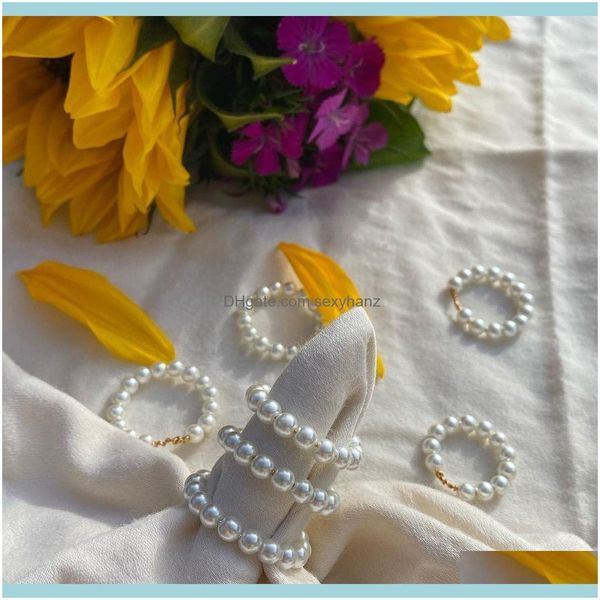 

cluster jewelryfashion handmade shell pearl rings for women elastic adjustable jewelry stainless steel beaded wedding gifts drop delivery 20, Golden;silver