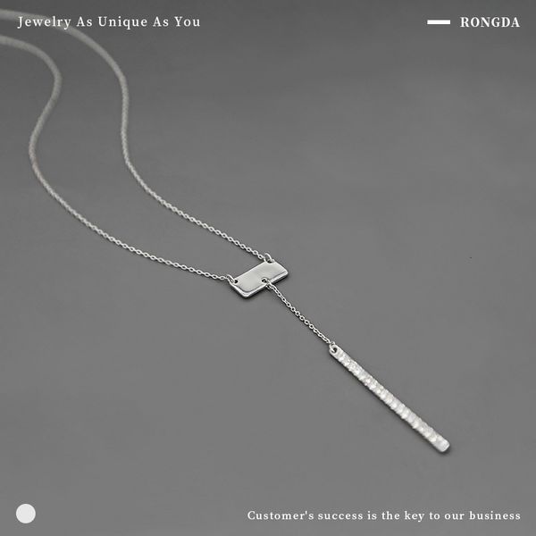 

fashion y-type metal wind inlaid diamond creative pendant clavicle chain women's necklace, Silver