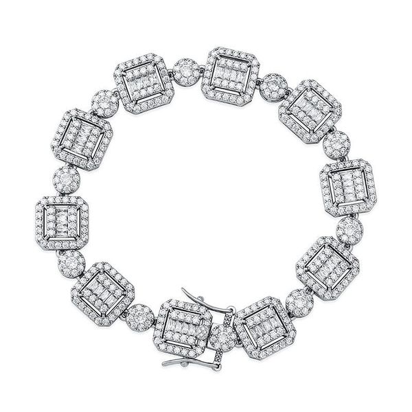

charm bracelets 12mm personality baguette miami cuban chain bracelet iced out hip hop jewelry for women men gifts, Golden;silver