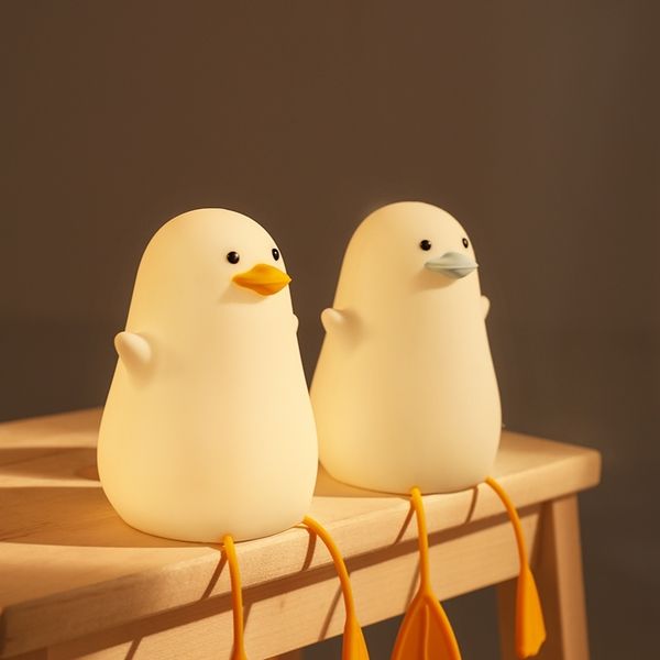

pufang small gull duck night led fun soft silicone patting breast feeding electric light bedside table lamp gift