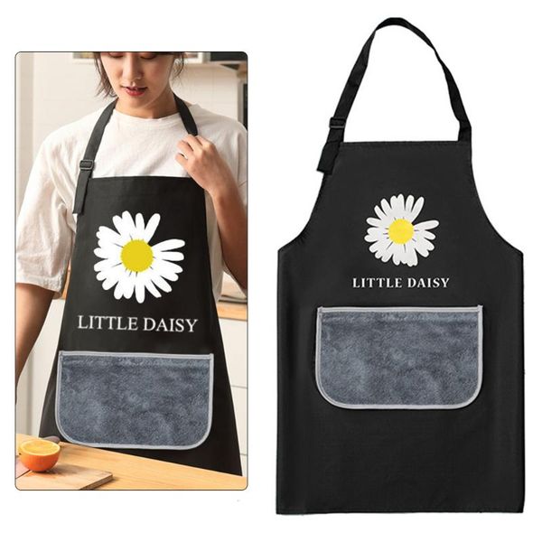 

aprons 1pcs striped waterproof daisy polyester apron woman bibs home cooking baking coffee shop cleaning kitchen accessory