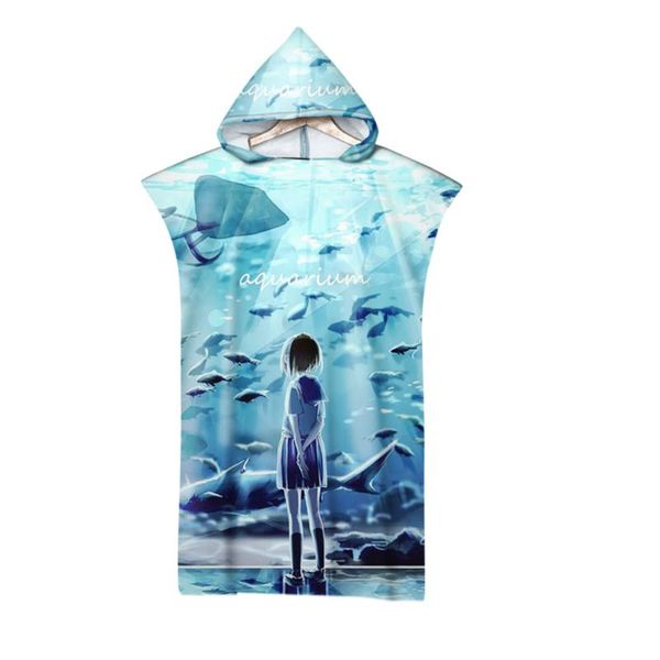 

towel sea world hemming bath fashion 3d digital printing beach hooded microfiber