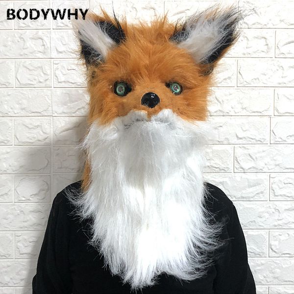 Maskottchenkostüme Tiermaske Kopf Fuchs Langes Haar mit offenem Mund Maskottchenkostüm Anzüge Partyspiel Kleid Outfits Kleidung Werbung