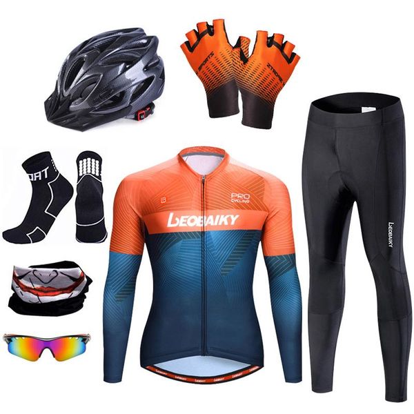 

racing sets pro team cycling clothing men summer long sleeve bicycle jersey set anti-uv road bike uniforme mtb wear riding suit quick-dry, Black;blue