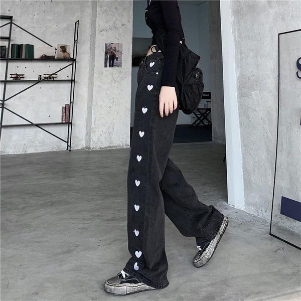 

women's jeans 2021 black slim straight girl pants fashion trousers harajuku high street denim bagge autumn korean boyfriend femme, Blue