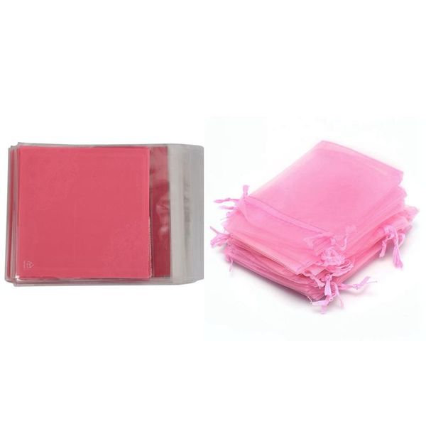 

gift wrap 24pcs gauze bag pouch pink 9x12cm & 100 pcs bowknot opp self adhesive cookie (light pink)10 x 10cm