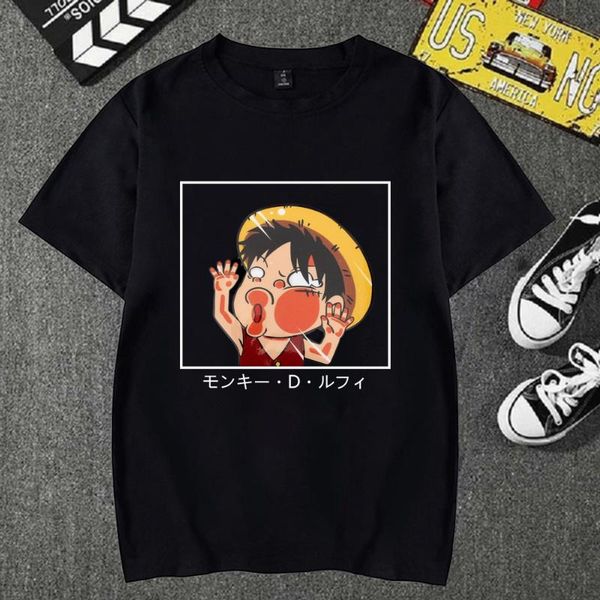 

men's t-shirts japanese anime one piece luffy t shirt short sleeve harajuku funny tees clothes, White;black