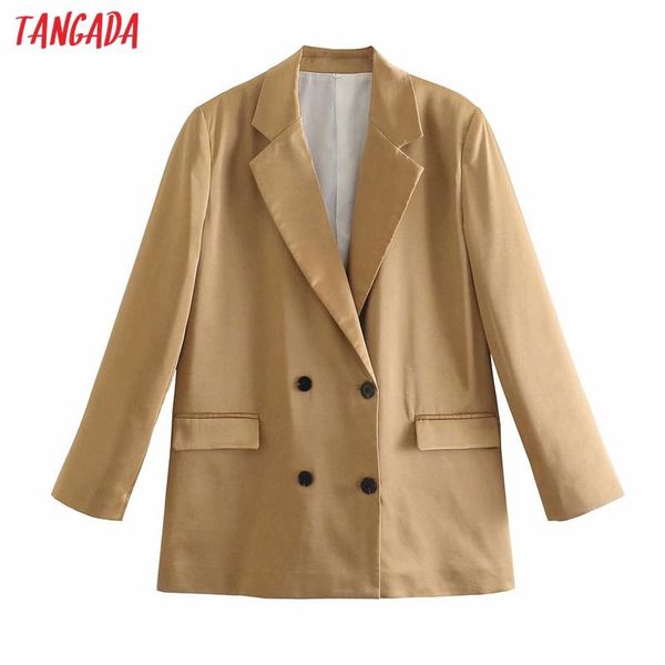 

women's suits & blazers tangada women 2021 fashion khaki blazer coat vintage double breasted long sleeve female outerwear chic 4m81, White;black