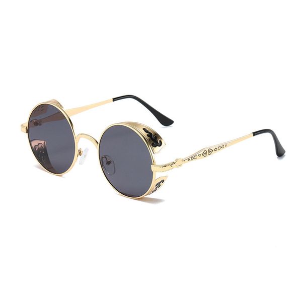 

brand dign vintage steampunk round sunglass for women men fashion trend classic beach driving travel cool sun glass, White;black