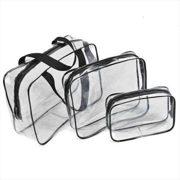 

1pcs clear transparent plastic cosmetic bag pvc travel makeup toiletry zip s m l