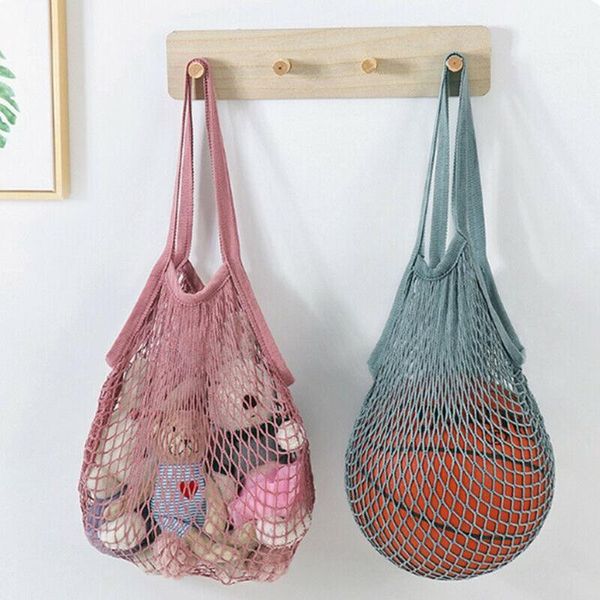 

shopping bags mesh tote net woven reusable cotton shopper fruit shoulder bag women