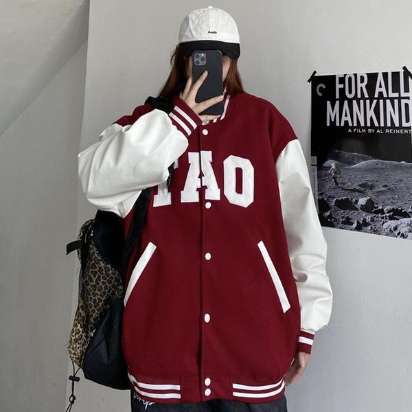 

women's jackets bomber jacket coat hiphop letter loose korean baseball uniform streetwear tracksiut retro vintage casual student 2022, Black;brown