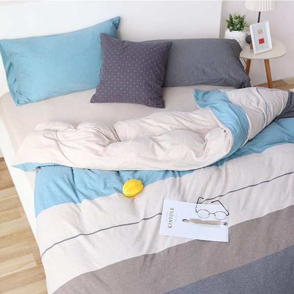 

bedding sets elka modern simple style tianzhu cotton duvet cover set four-piece knitted bed sheets and pillowcases oceania