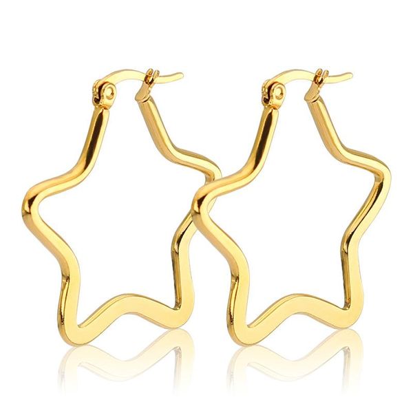 

women stainless steel earrings star shape titanium fashion jewelry multi size multicolor gift for lover 2021 dangle & chandelier, Silver