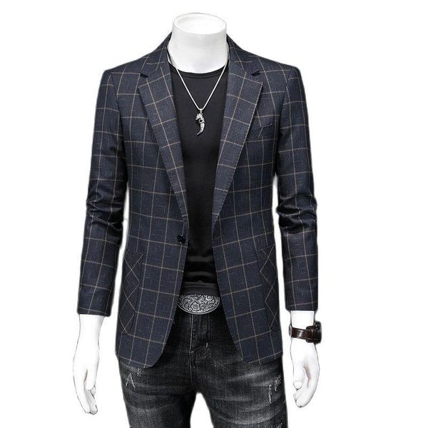 

men's suits & blazers blazer classic suit four seasons slim plaid+flat collar button door pocket decoration in three colors s-5xl, White;black