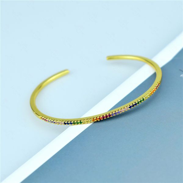 

micro-inlaid zircon copper bracelet bangles luxury gold cuff bracelet for women cuff bangles jewelry gift girls drop shipping, White