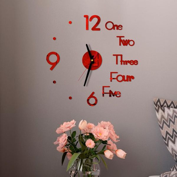 

diy wall clock 3d mirror surface sticker home office decor modern decoration living room clocks