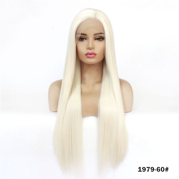 

synthetic lacefrontal wig simulation human hair lace front wigs 12~26 inches silky straight perruques 1979-60, Black;brown