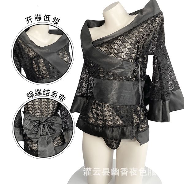 

lin ting's underwear dark japane kimono bathrobe, Red;black