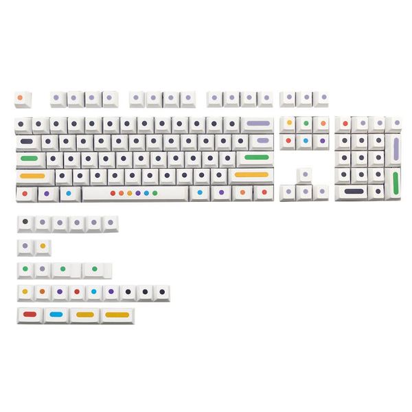 

keyboards 128 keys/set white colour dots keycaps cherry profile pbt key caps for mx switch mechanical keyboard dye sublimation iso cap