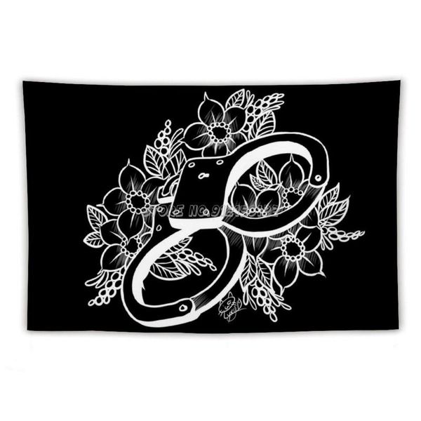 

tapestries lovely handcuffs-black tapestry wall hanging printed living room decor yoga mat rug home art hand cuff handcuff
