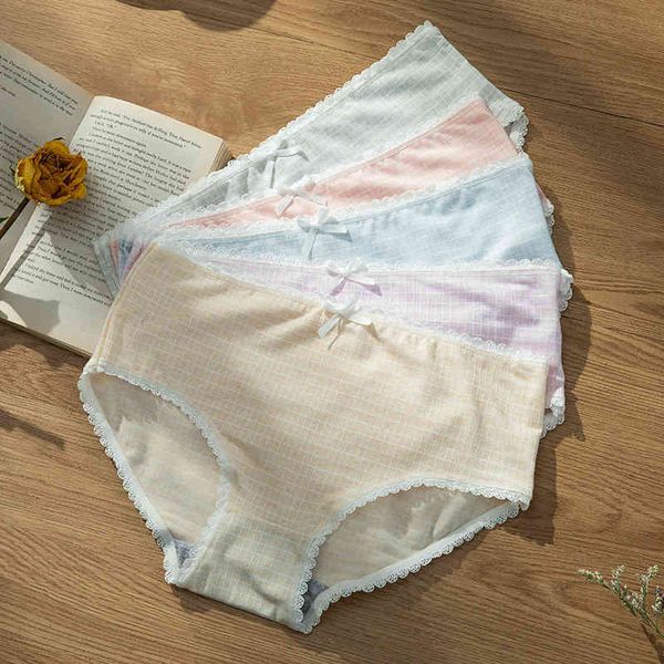 

traceless summer thin underwear women's cotton crotch graphene antibacterial girl lovely mid waist lace briefs, Black;pink
