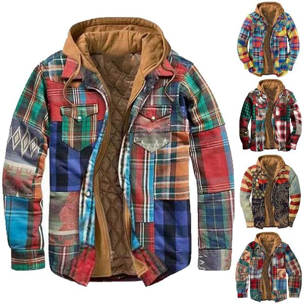 

men's jackets thick cotton-padded jacket autumn and winter 2021 fashion creative non-positioning printing loose hooded men, Black;brown