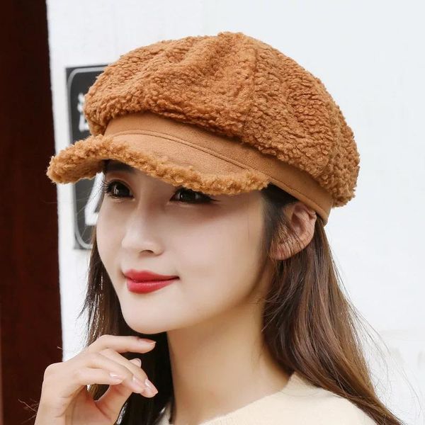 

berets tohuiyan women woolen caps french artist warm winter hats fashion boinas para mujer beret hat autumn girls octagonal cap, Blue;gray