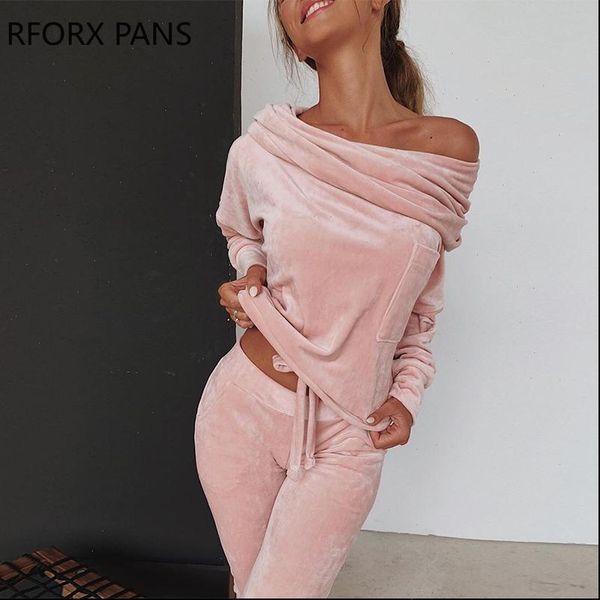 

off shoulder pleuche trousers set, Gray