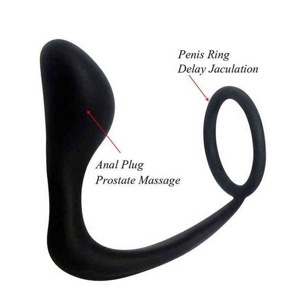 NXY Sex Giocattoli anali Maschio gancio coda Butt Plug Massaggiatore prostatico Stimolatore in silicone con anello di eiaculazione ritardata Negozio per adulti Giocattoli per uomini Gay 1202