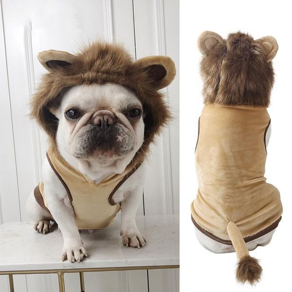 

dog apparel pet clothes warm puppy lion cartoon costume coat doggy keep