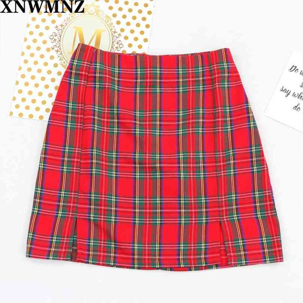 Verão xadrez sexy coreia split harajuku roupas lápis saias das mulheres mini kawaii vermelho feminino vintage menina saia 210520