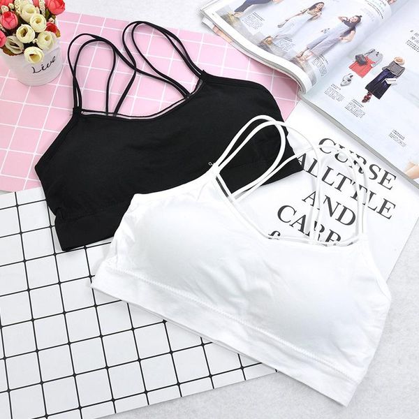

gym clothing sports bra women fitness running yoga high elastic cotton solid underwear female, White;black