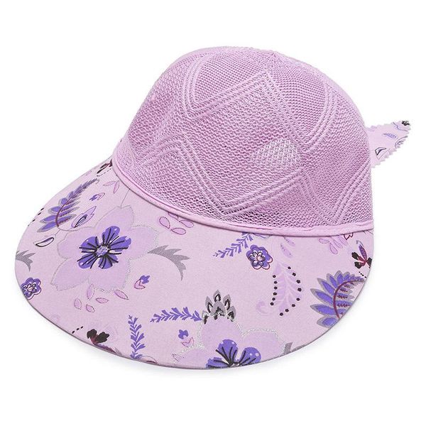 

wide brim hats summer women big sunscreen straw knit sport sun hat female imitation raffia flower print lace bow breathable cap r67, Blue;gray