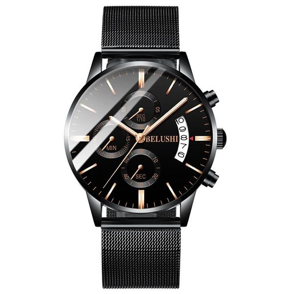 

wristwatches quartz watch men's business fashion three-eye six-pin timer calendar multi-functional trending products, Slivery;brown