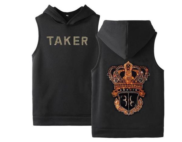 

men' tank 2021 men hoodies fashion drill oversize vest with hat, White;black