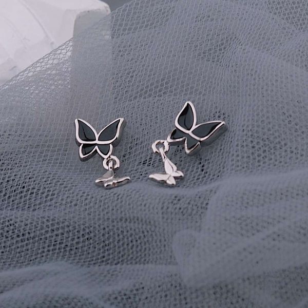 

black glue butterfly earrings light luxury earrings