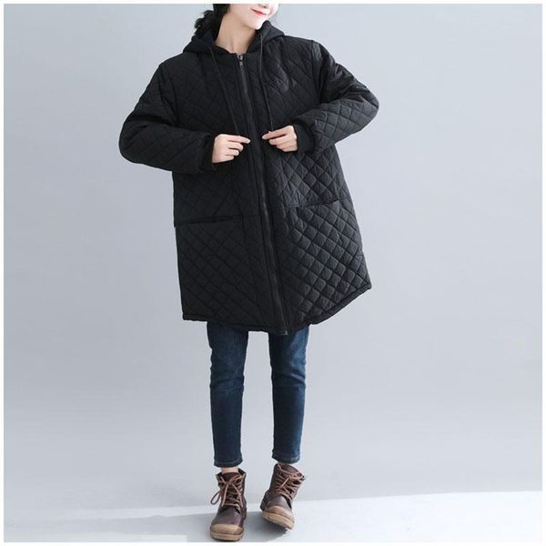 

women's trench coats parkas female winter plus size loose thick jacket women solid black slim long parka woman hooded casual cotton coa, Tan;black