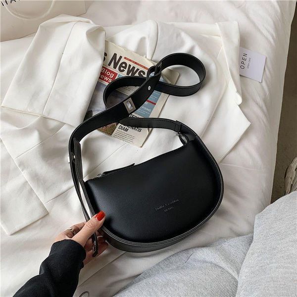 

waist bags chic design wide strap mini saddle crossbody for women fashion half moon purses phone soft shoulder